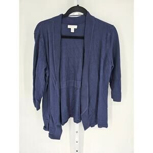 Charter Club Women's Navy Blue Long Sleeve Open Front Cardigan Size PL